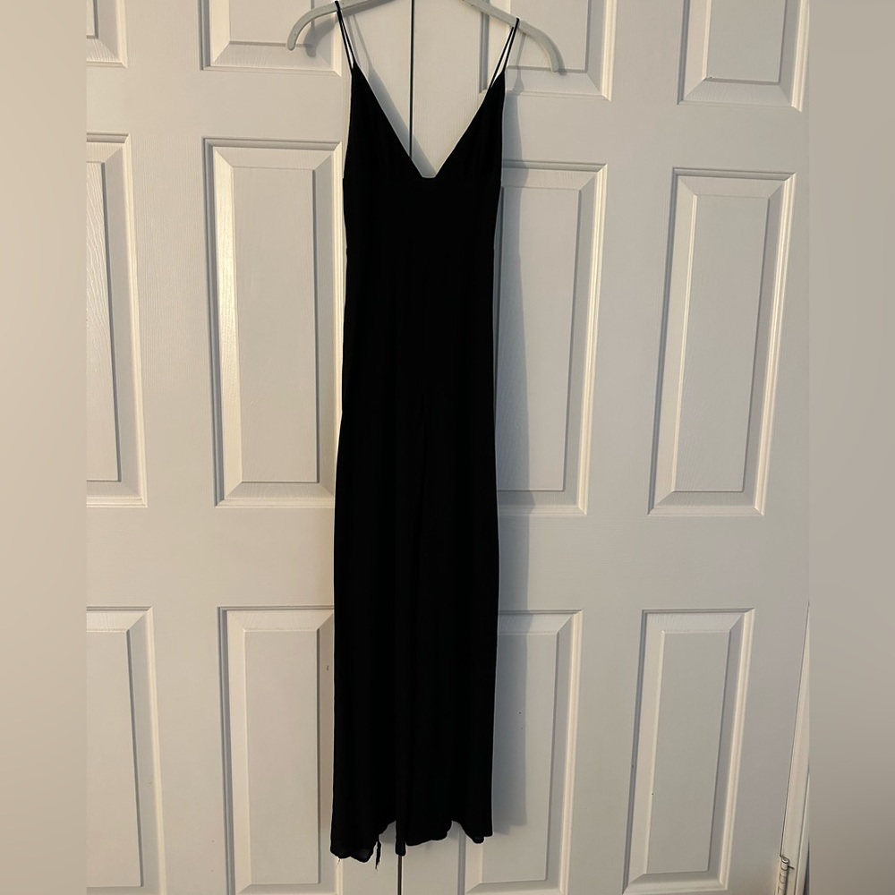 Reformation Black Chiffon Jumpsuit Wide Leg Straight 0-2